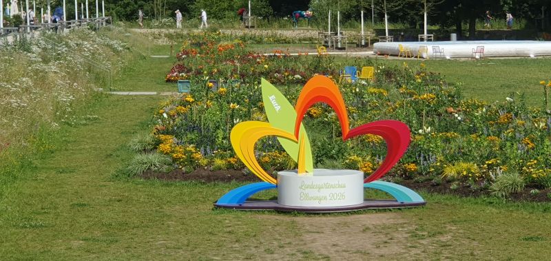 Das bunte Wahrzeichen der Landesgartenschau Ellwangen 2026