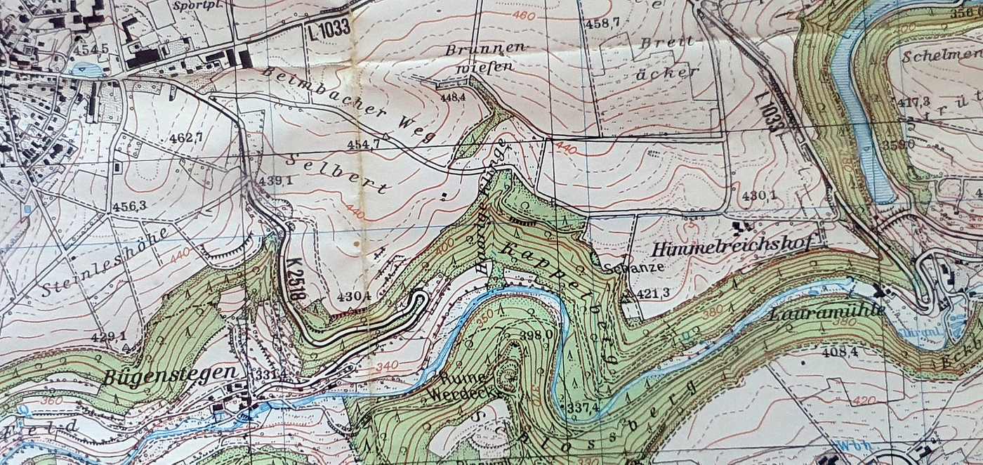 Wanderroute zur Lauramühle bei Beimbach