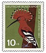 Briefmarke mit dem Wiedehopf drauf
